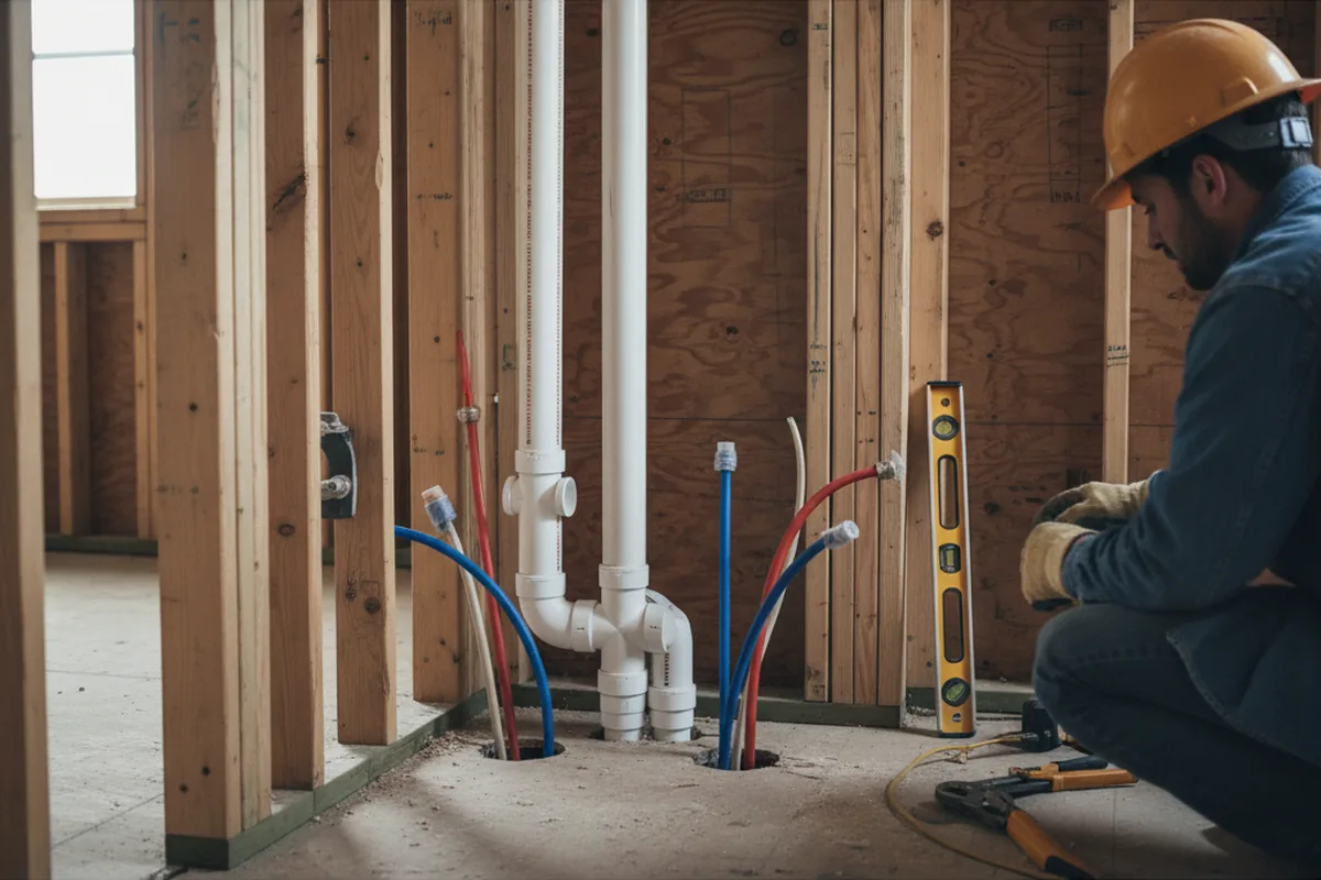 Drain and supply rough-in during Leak Detection in Prentiss