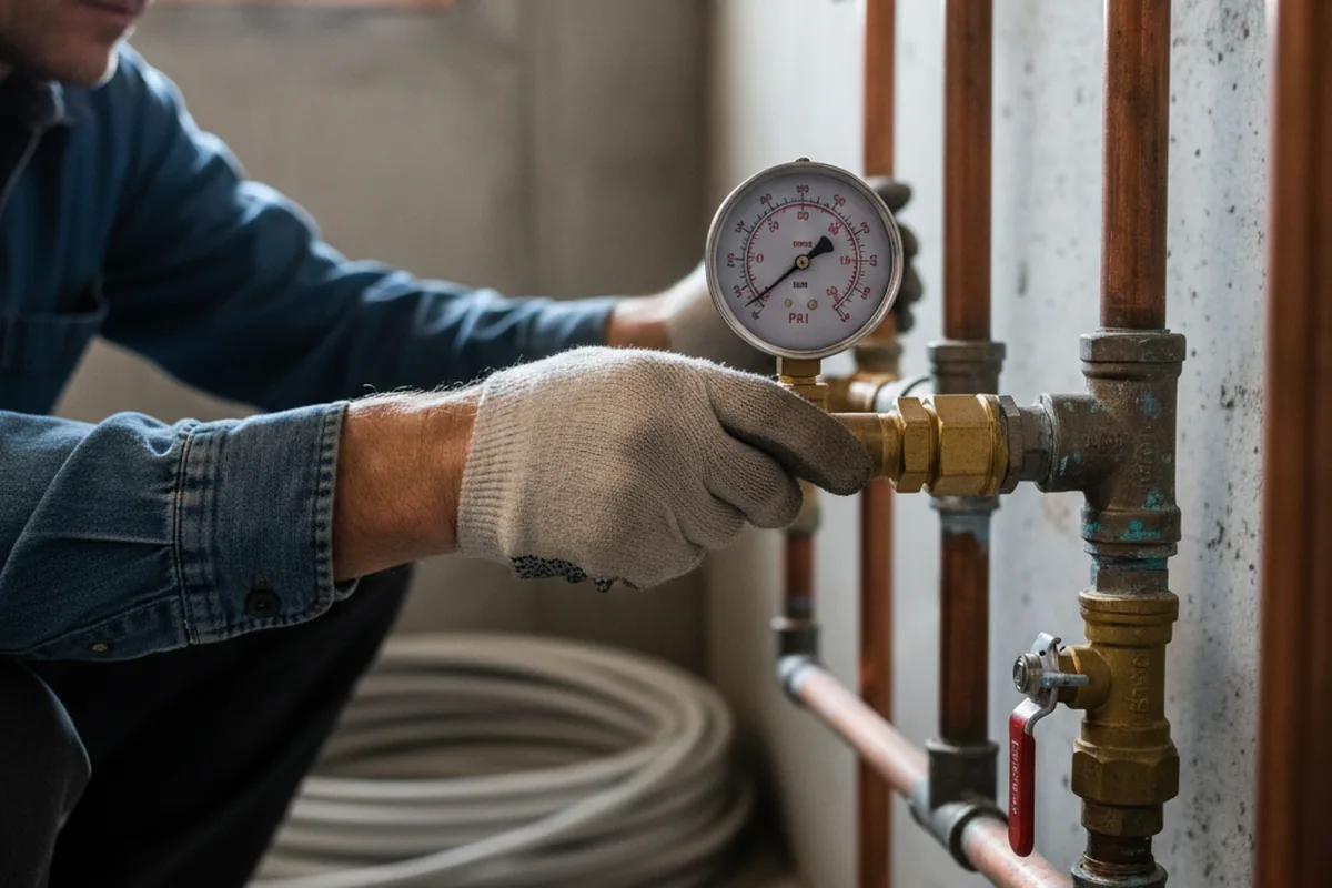Pressure testing a repaired line during Water Line Repair in Prentiss